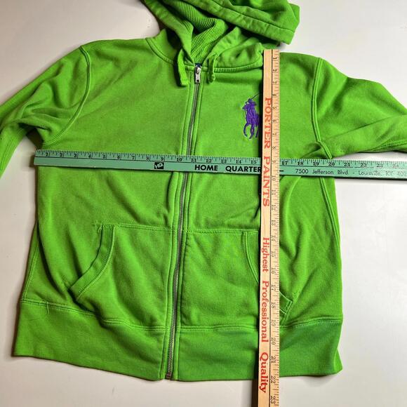 Ralph Lauren Womens Green Full Zip Hoodie Big Pony Logo Fleece Size XL - Picture 6 of 8